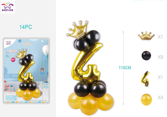 Set palloncini nero/oro numero 4