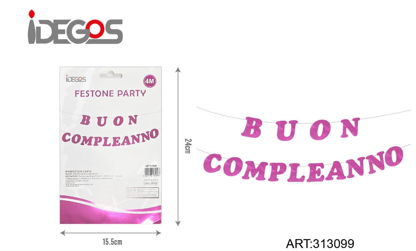FESTONE party buon compleanno fuscia 4m