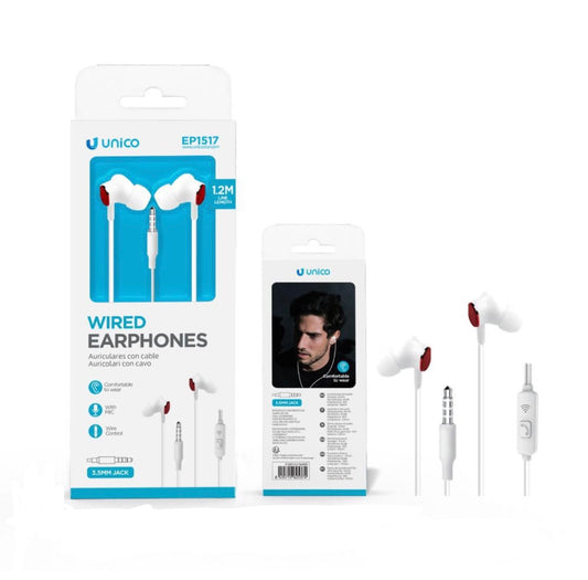 UNICO cuffie auricolari con microfono bianco EP1517