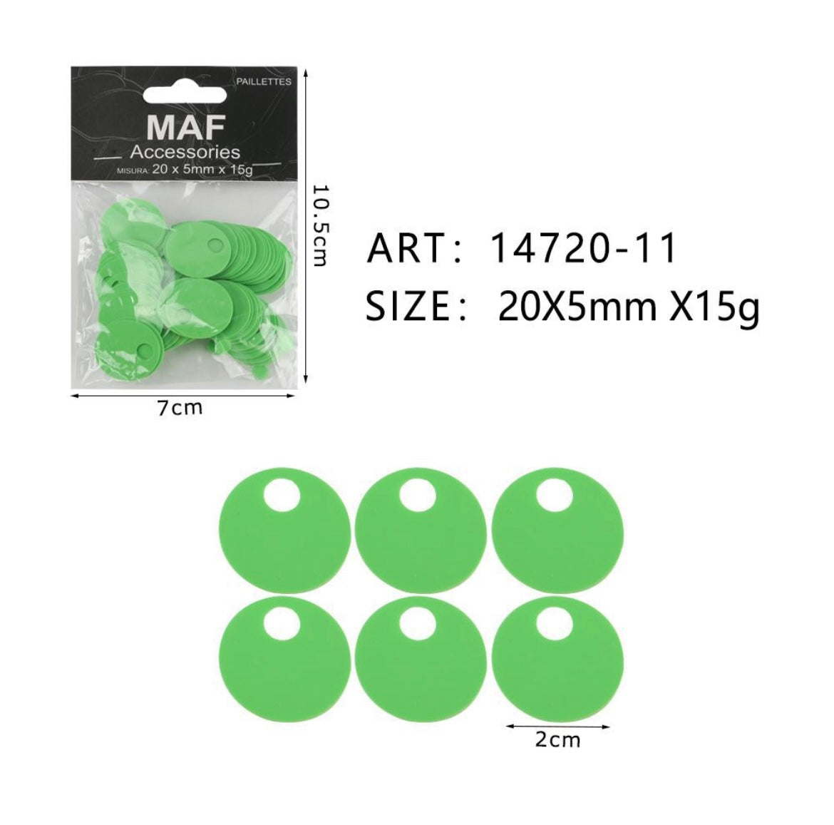 PAIETTE 20x5mm 15g ART.14720