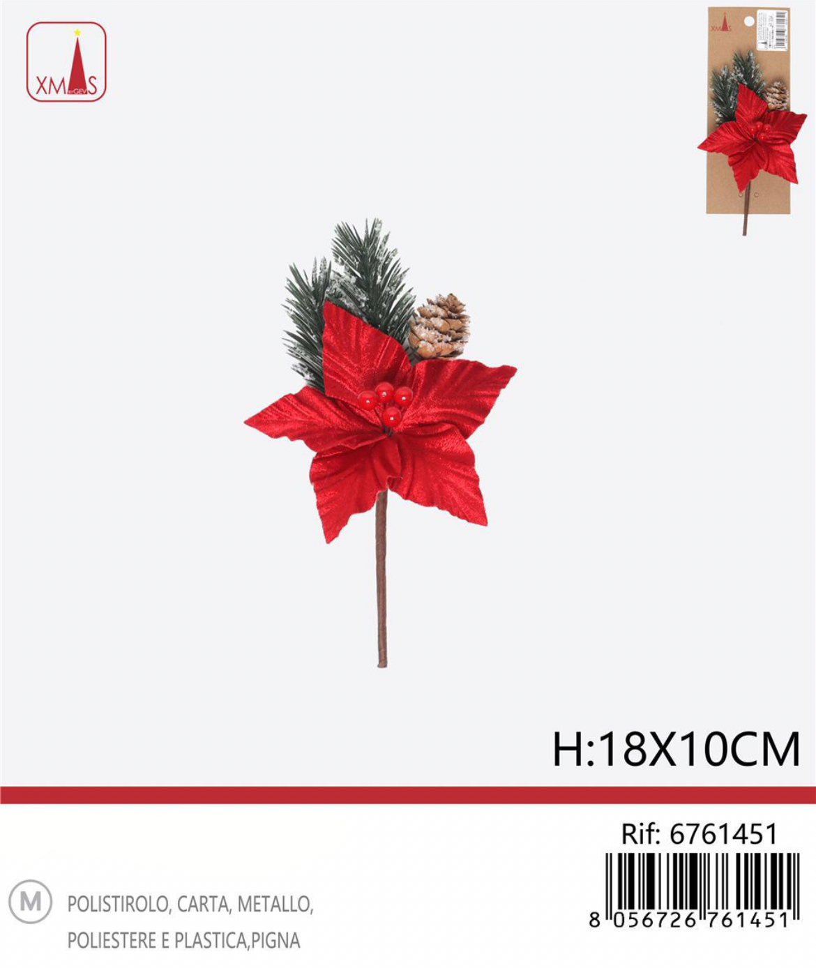 NATALIZIA Fiore di Natale H18x10cm