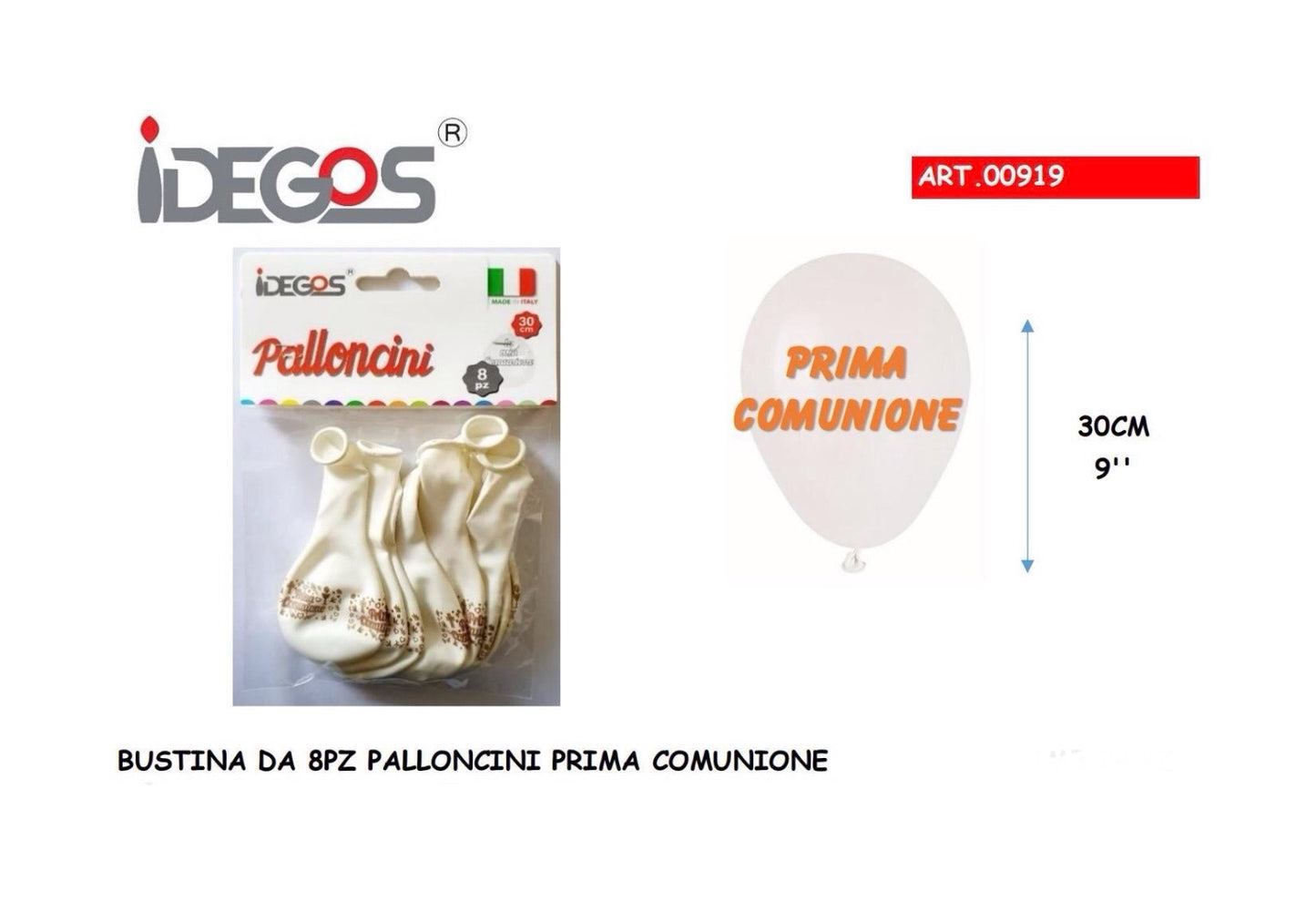 PALLONCINO PRIMA COMUNIONE 8pz 30cm