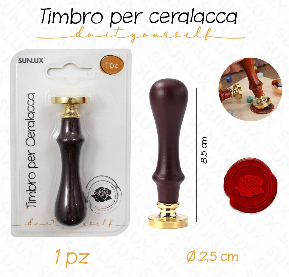 TIMBRO per ceralacca ROSA 2.5x8.5cm