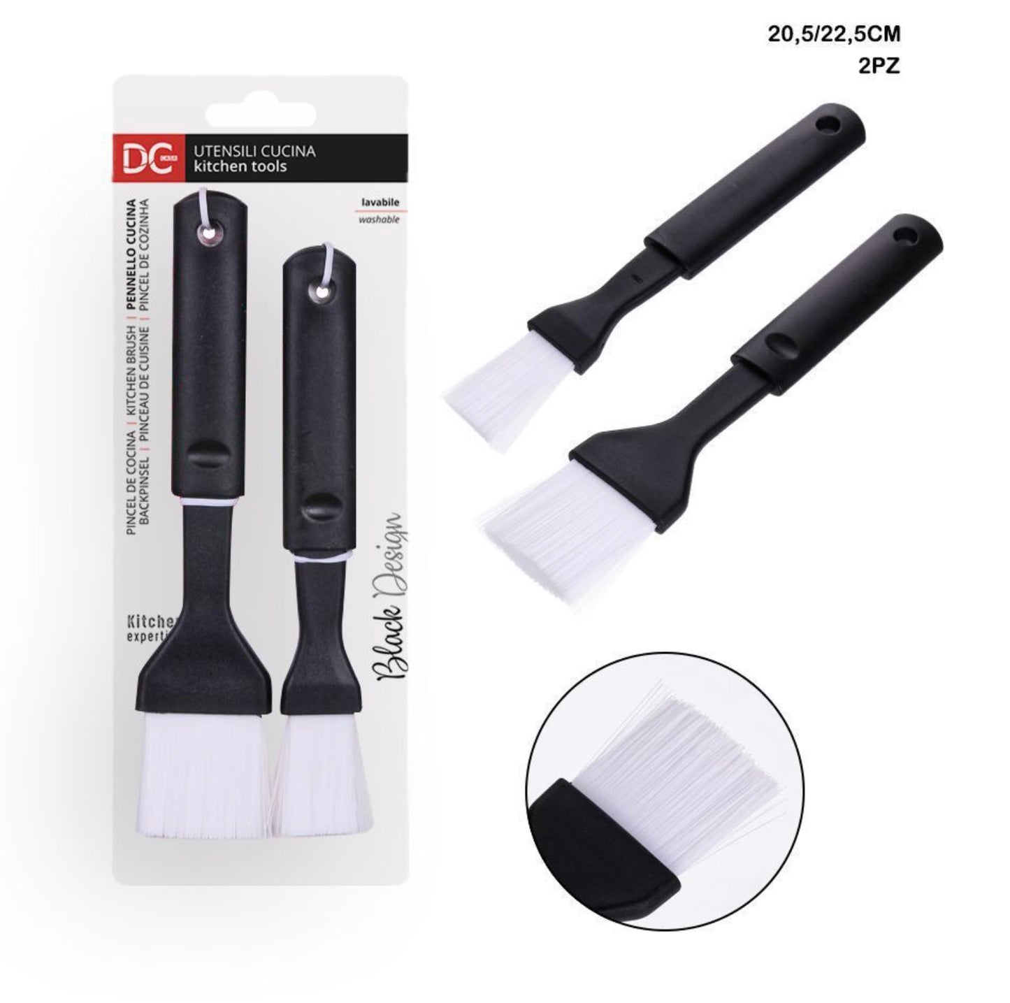 DIMORAE L/BLACK pennello alimenti 2pz 20,5/22,5cm