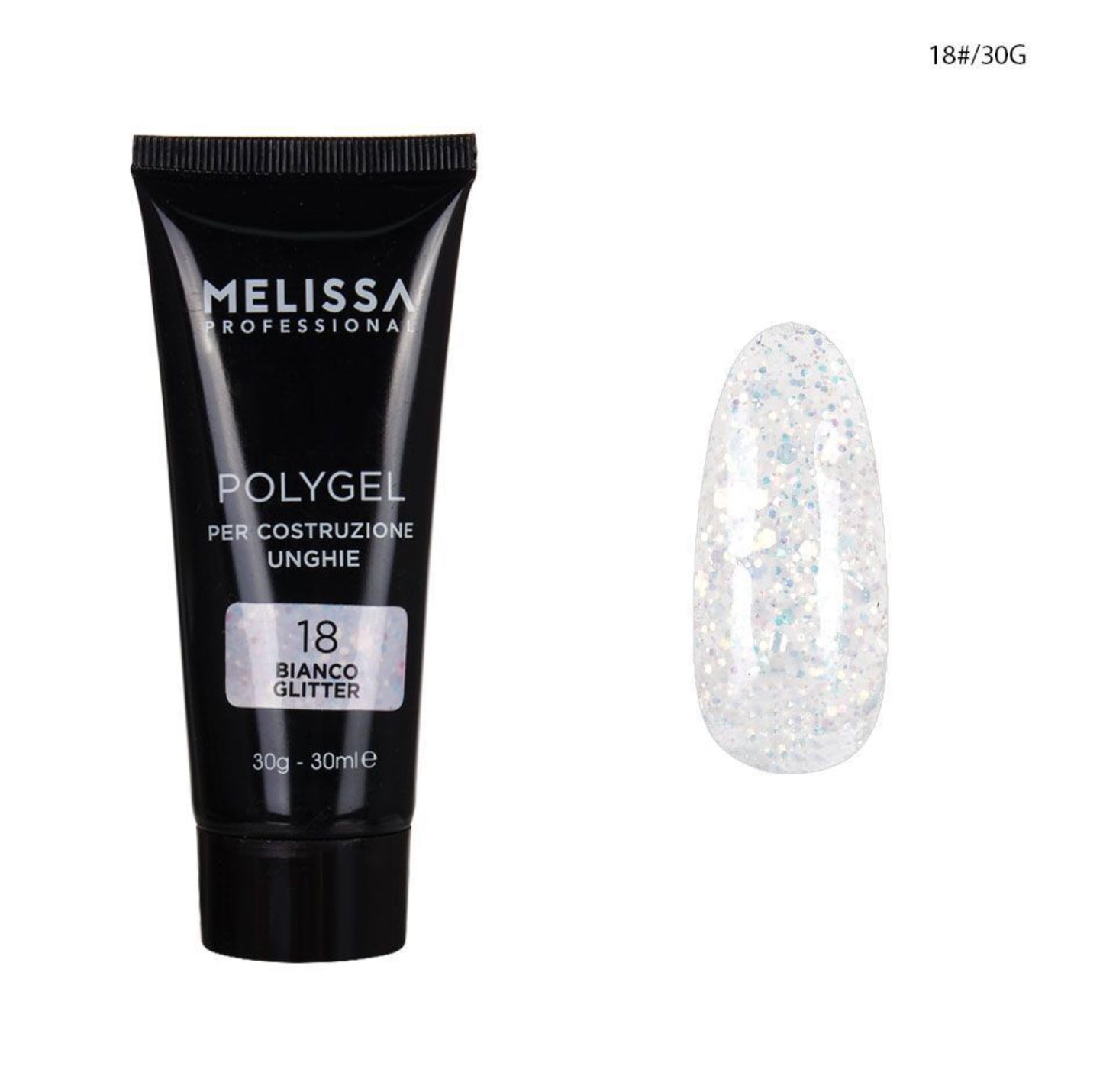 MELISSA polygel 30g n‘18 bianco glitter