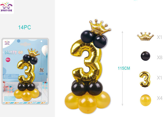 Set palloncini nero/oro numero 3