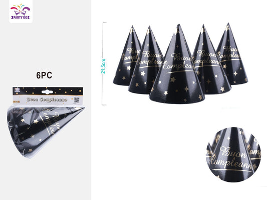 Cappello nero e oro buon compleanno