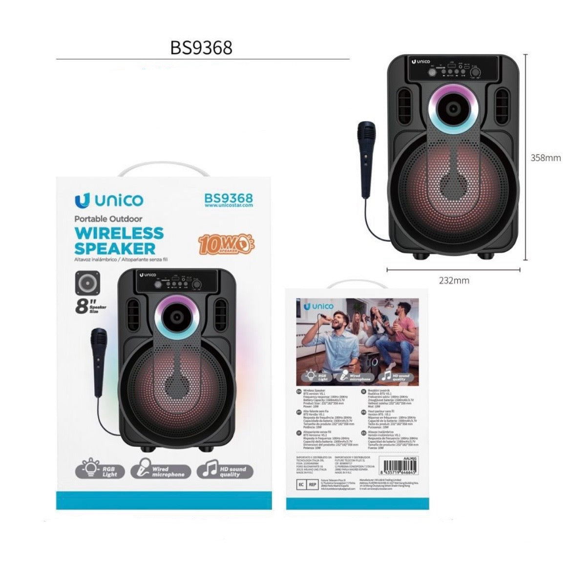 UNICO ALTAOPARLANTE Bluetooth BS9368