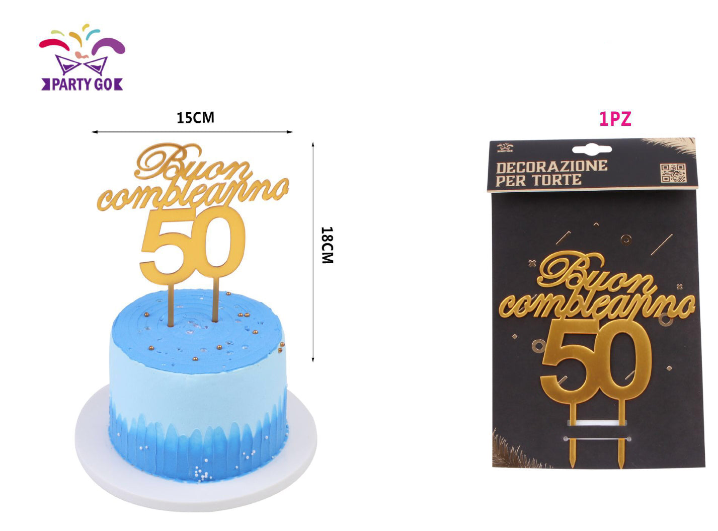 Decorazione torta oro "buon compleanno 50"