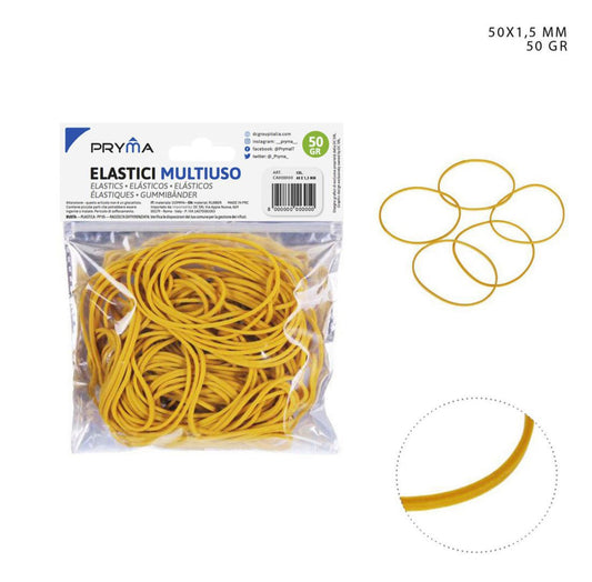 PRYMA  elastico gomma giallo 50x1.5mm 50gr