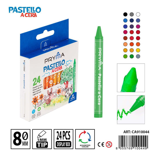 PRYMA pastello cera 9x0.8cm 24pz