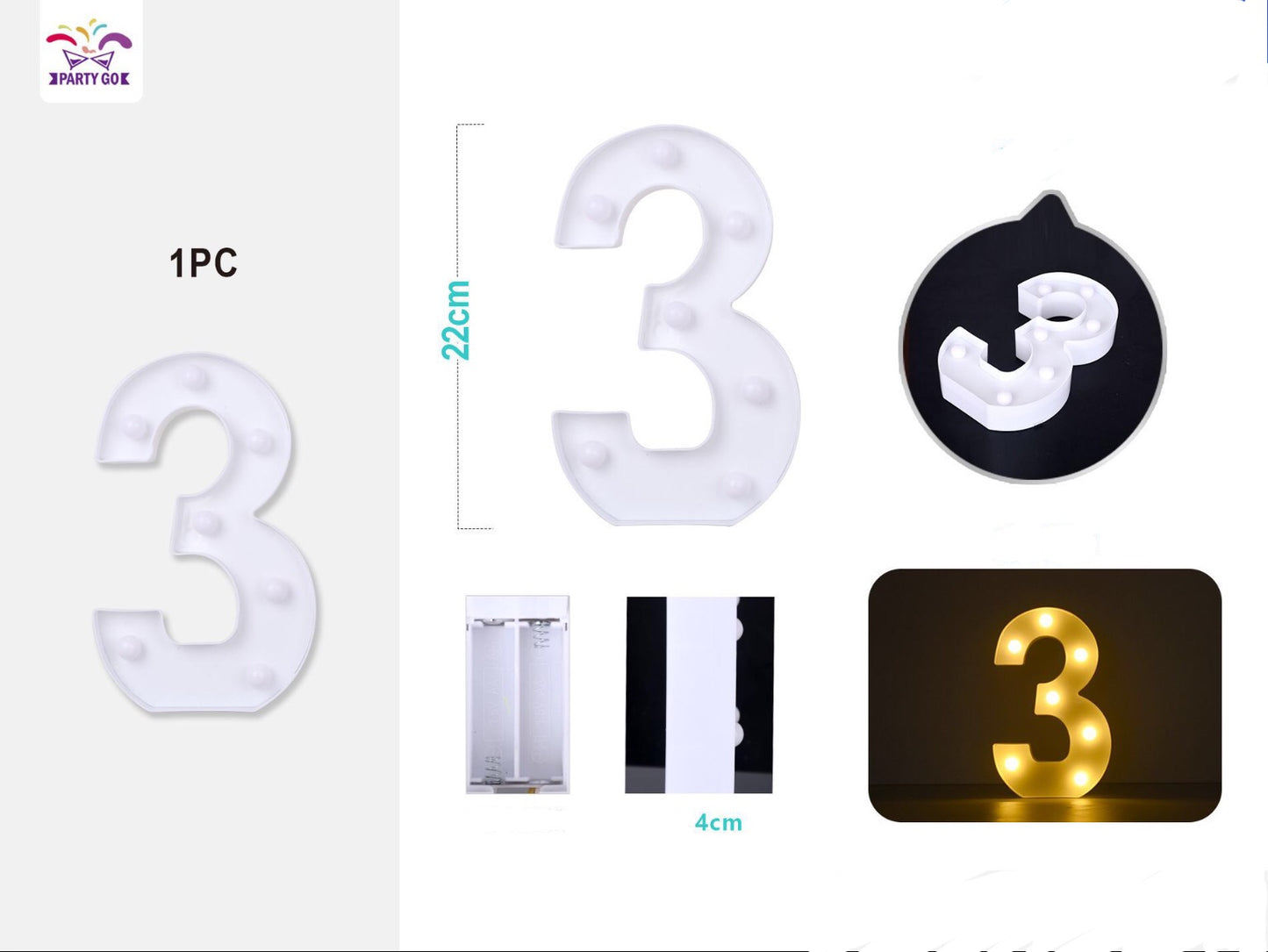 Numero"3" 22cm