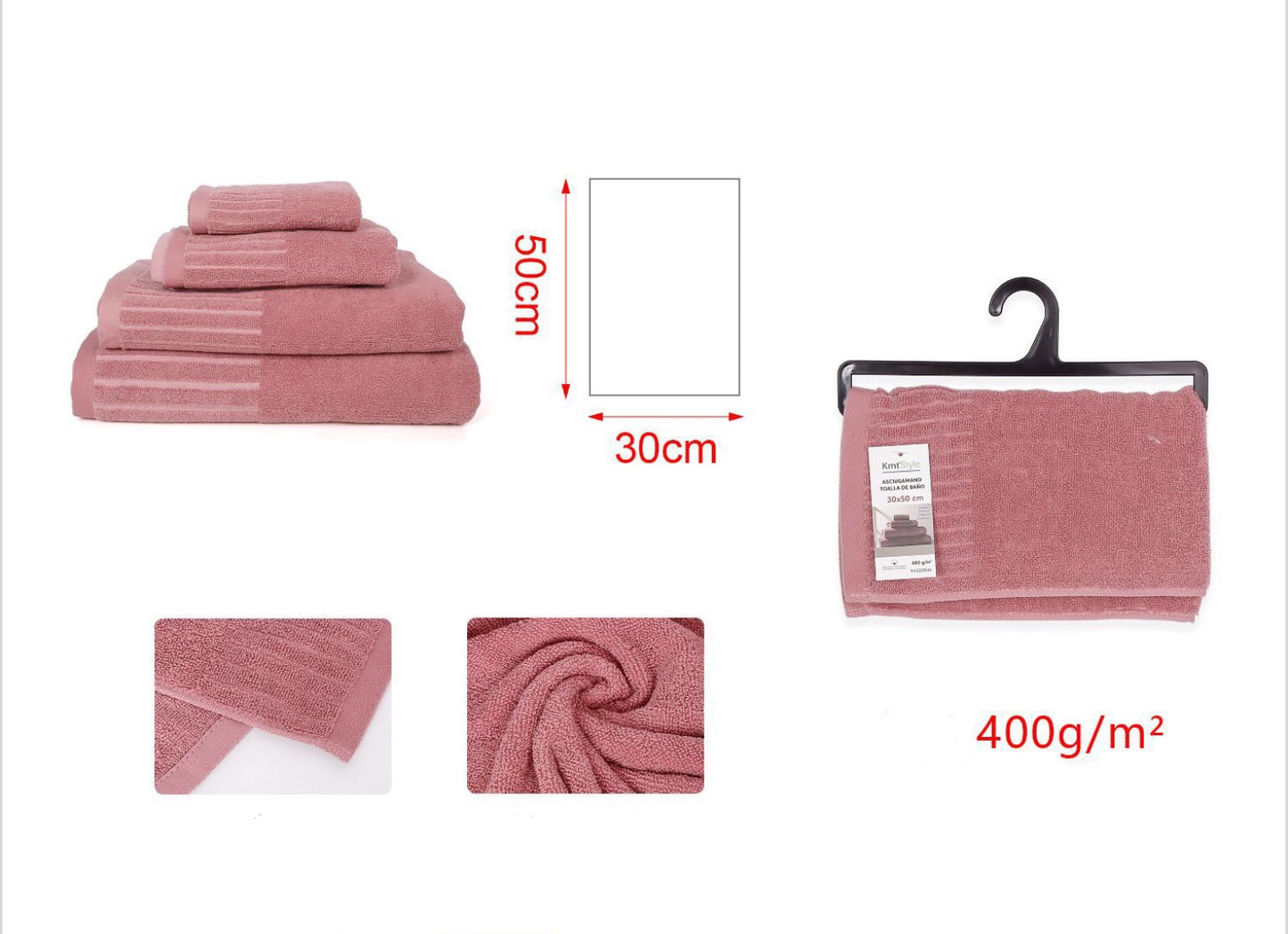 ASCIUGAMANO rosa 30x50cm