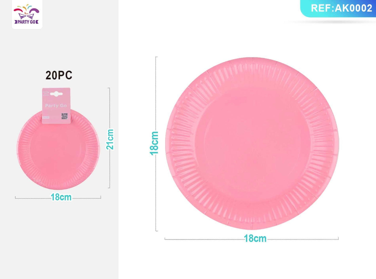 PIATTI di carta rosa 18cm 20pz
