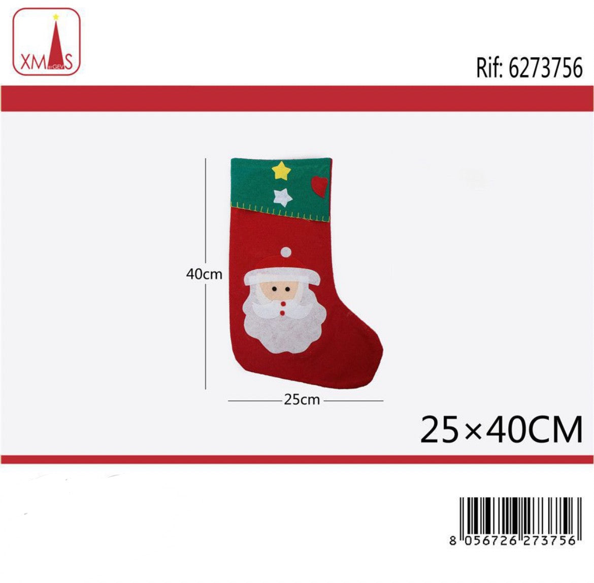 NATALIZIA calze di natale 25x40cm