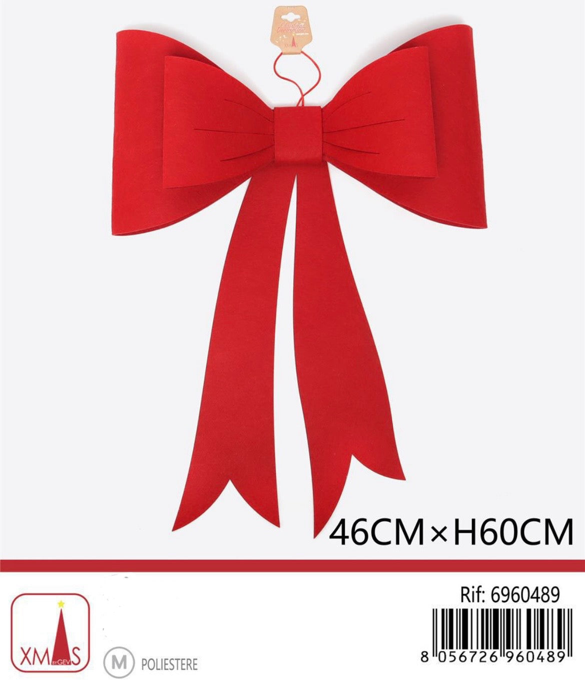 NATALIZIA decorazione fiocco rosso 46x60cm