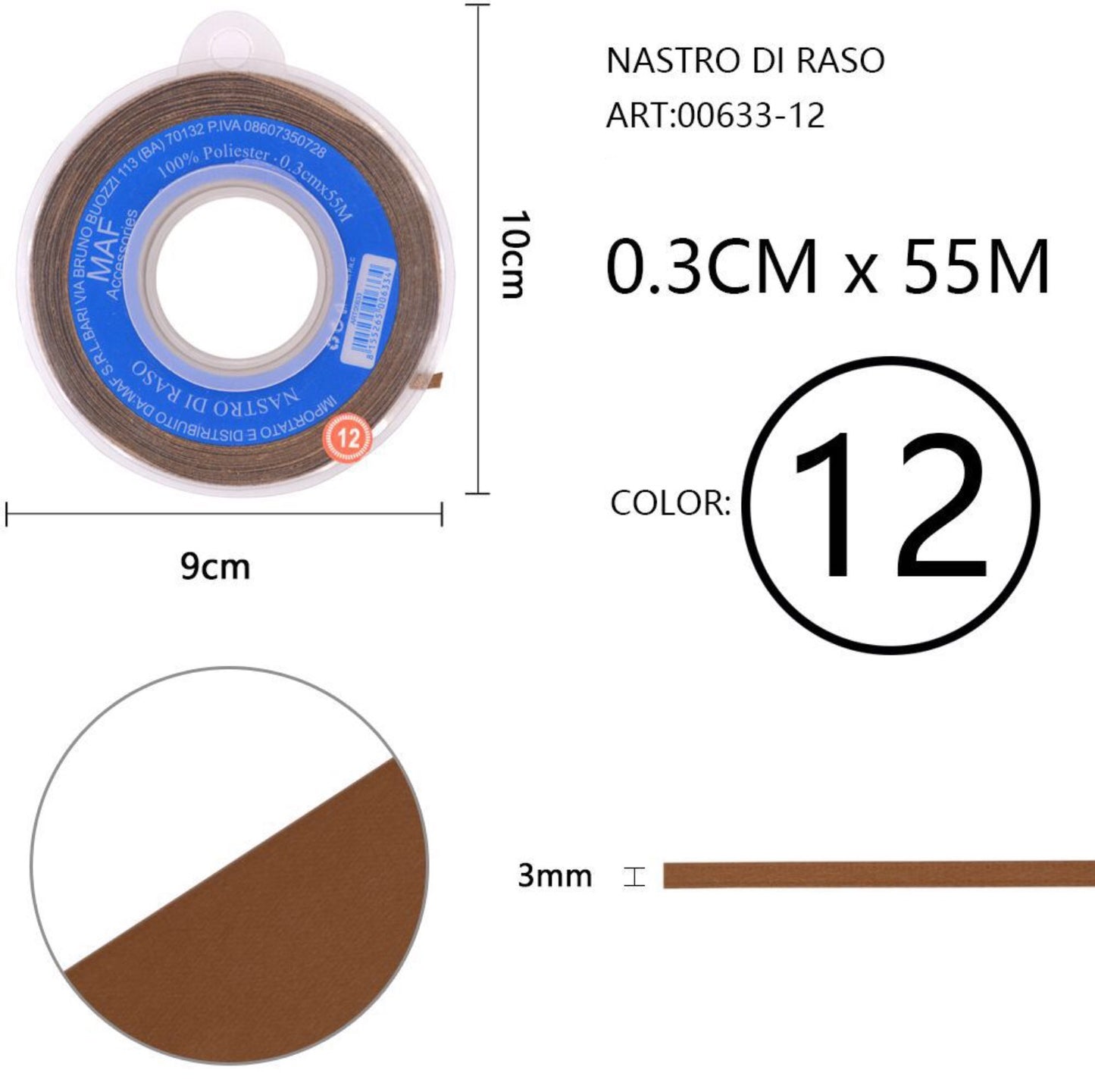 NASTRO di raso 0,3cmx55m 12
