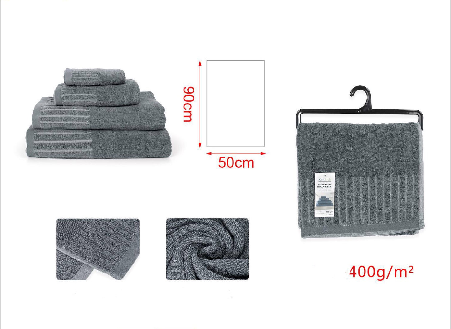 ASCIUGAMANO grigio 50x90cm