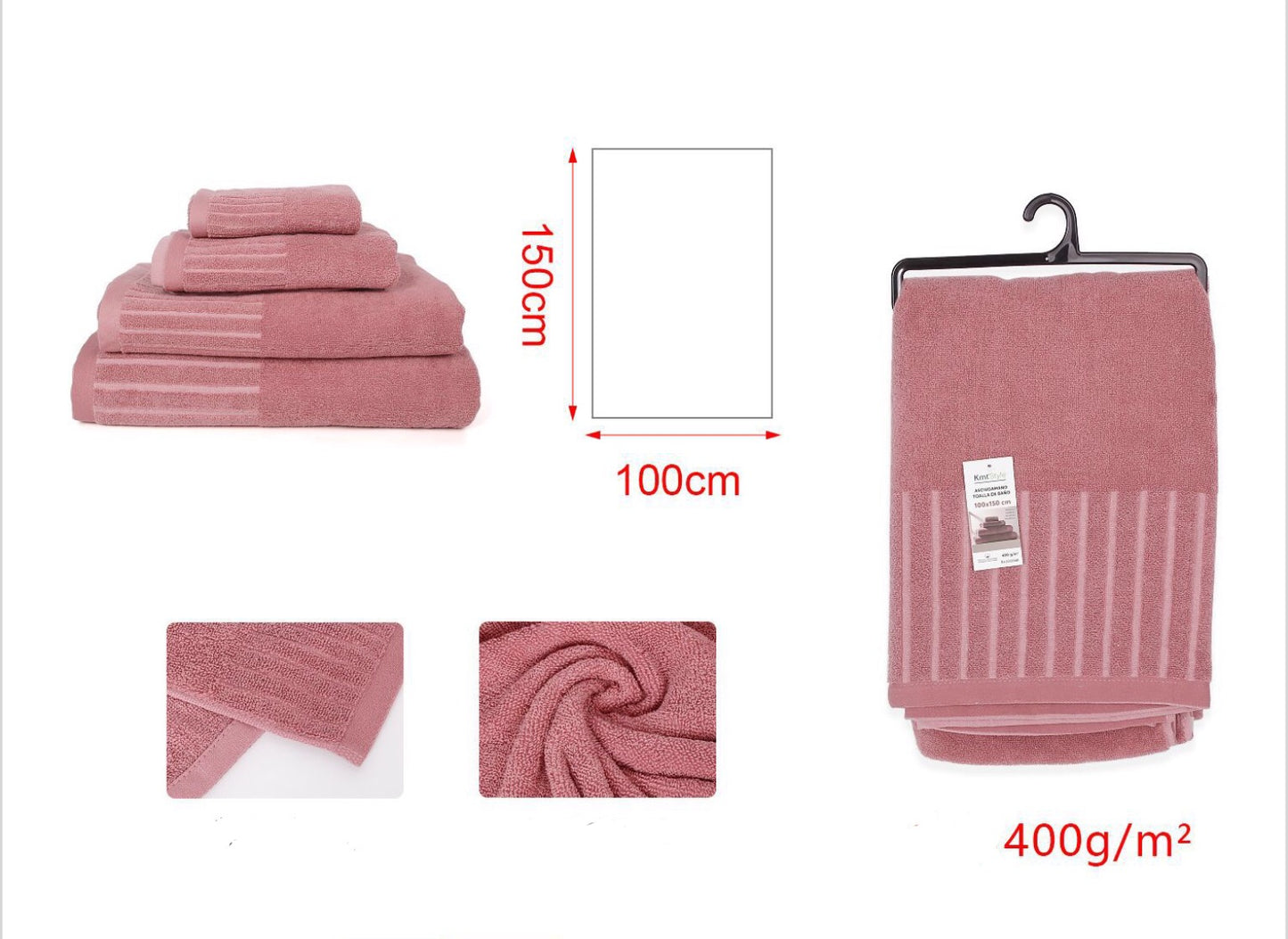 ASCIUGAMANO rosa 100x150cm