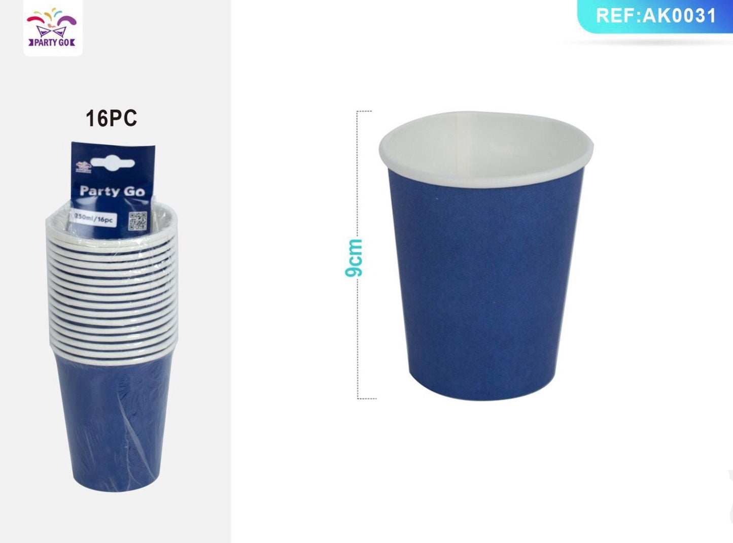 BICCHIERE di carta blu 16pz