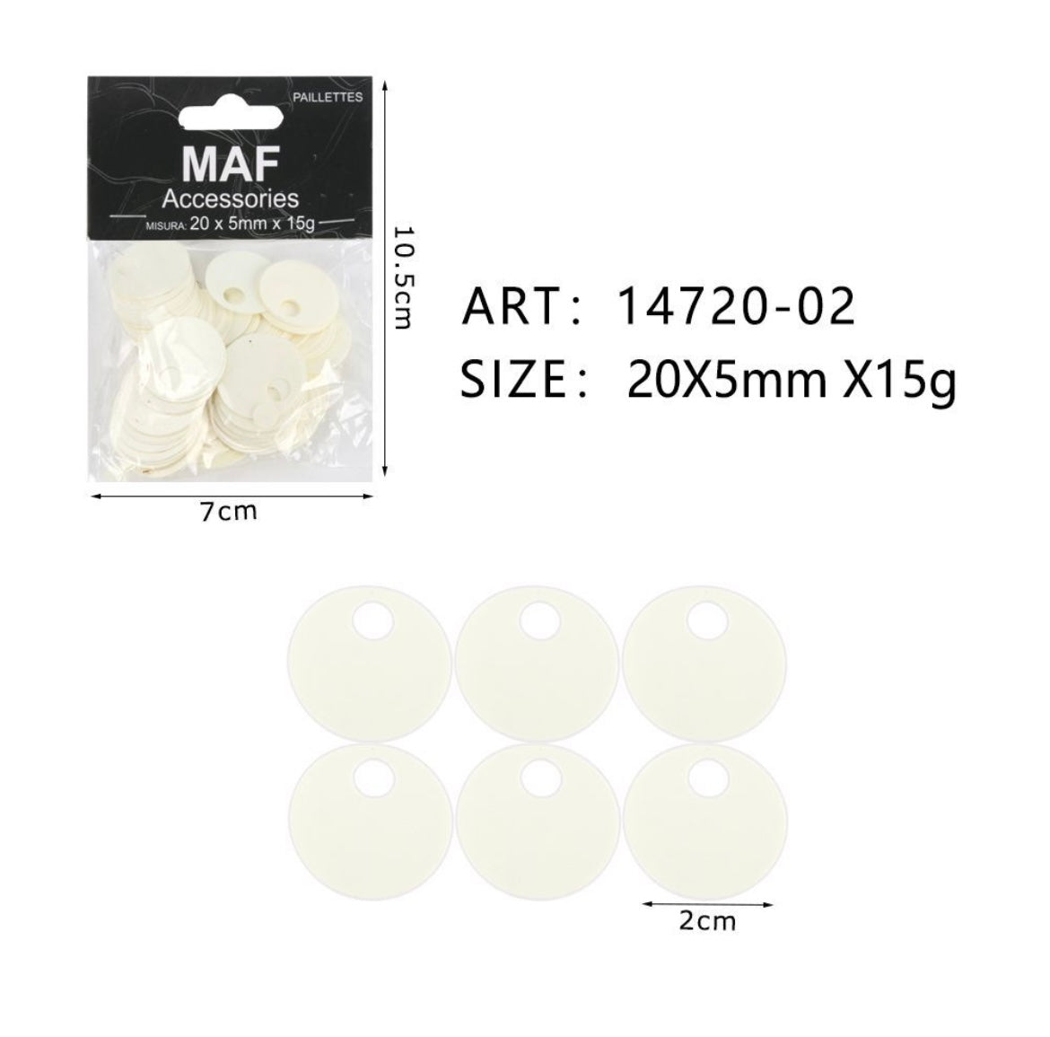 PAIETTE 20x5mm 15g ART.14720