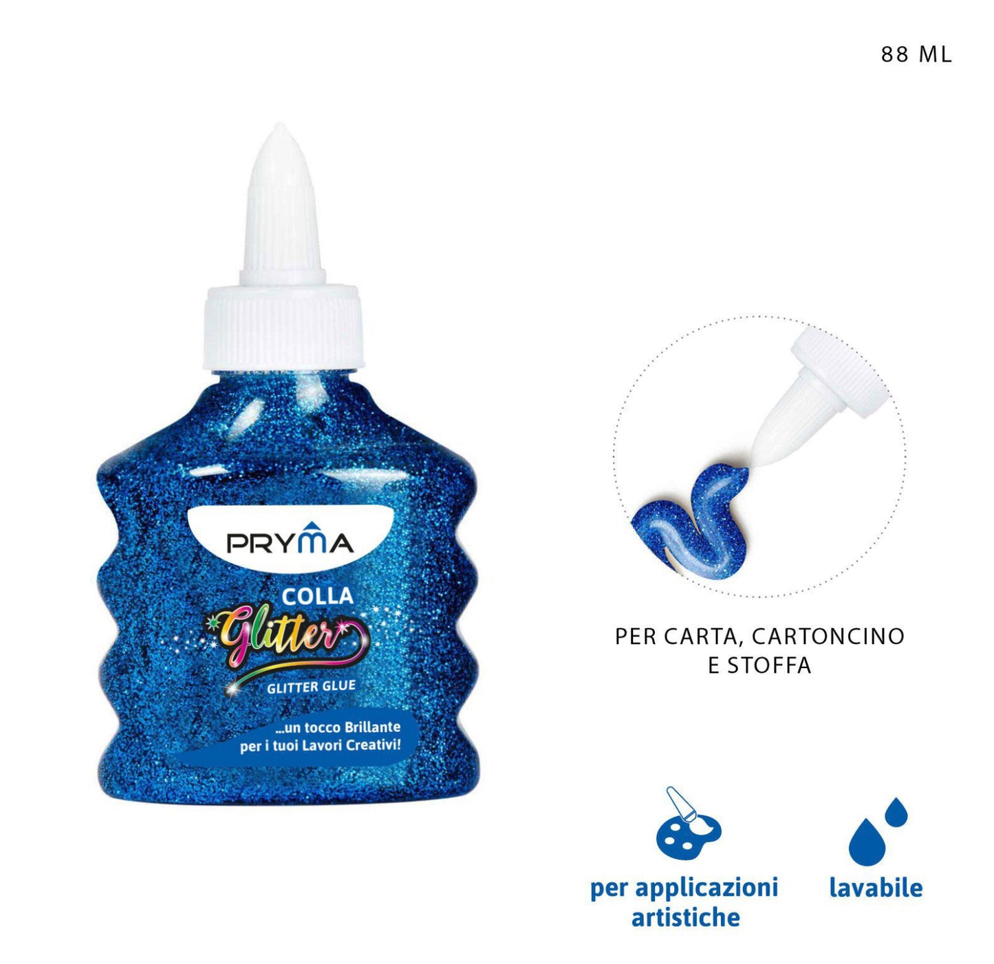 PRYMA colla glitter BLU 88ml