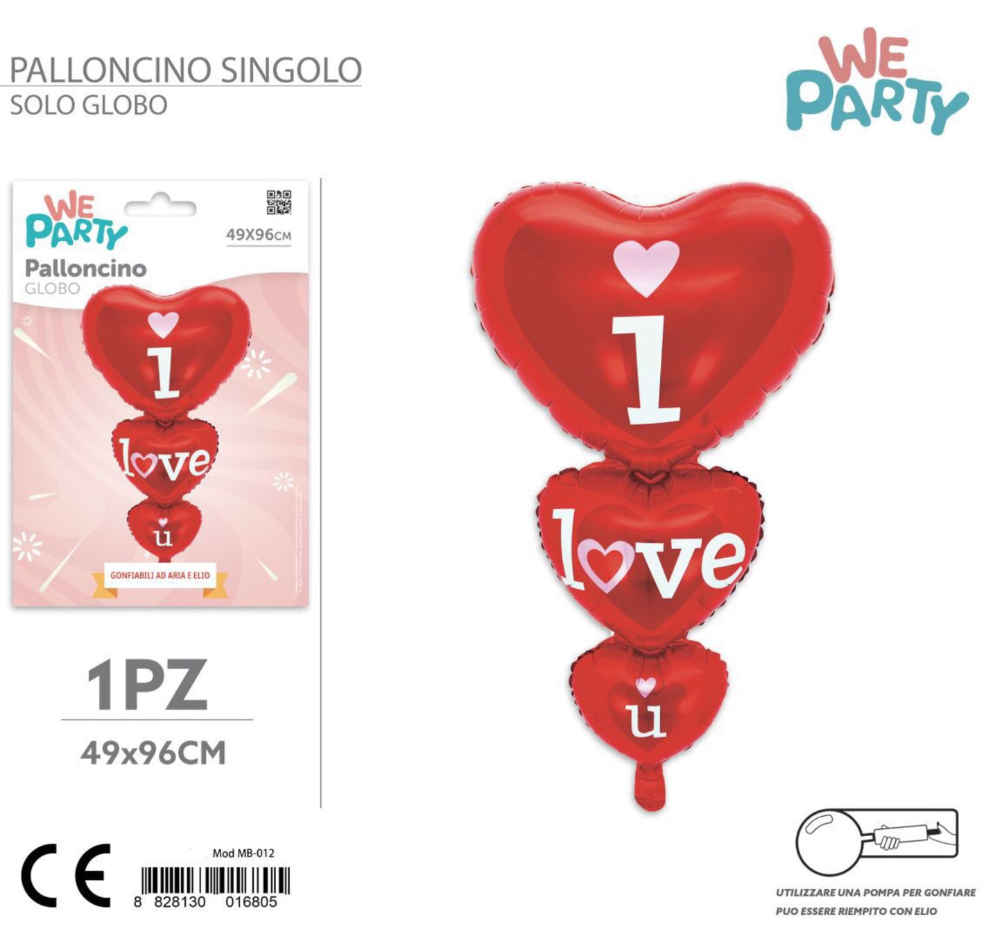 SAN VALENTINO palloncino mylar cuore 49x96cm