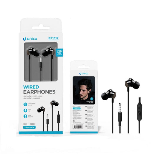 UNICO cuffie auricolari con microfono nero EP1517