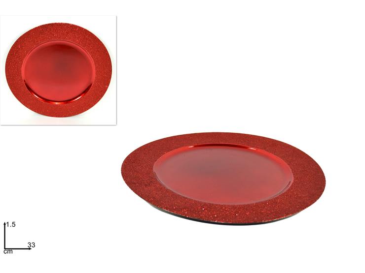 NATALIZIA sottopiatto bordo glitter rosso