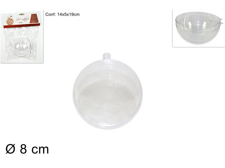 NATALIZIA palla plastica trasparente 8cm 1pz