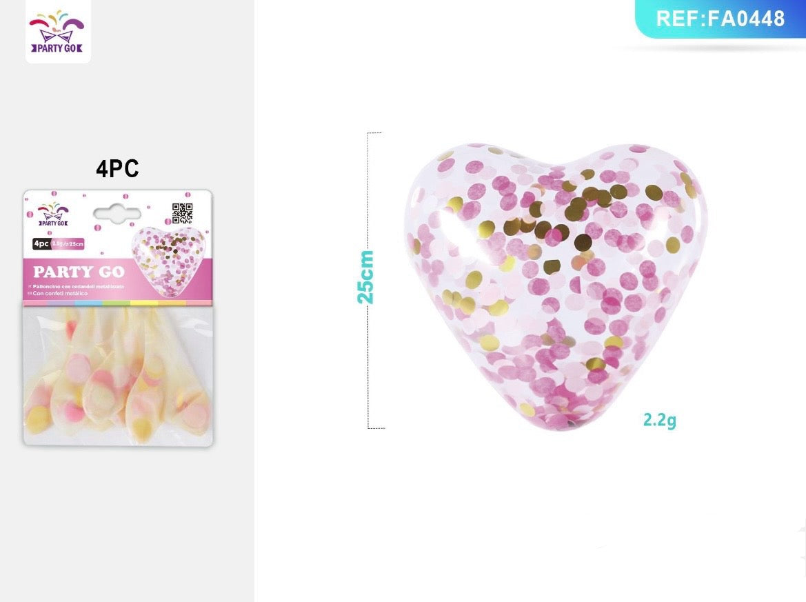 PALLONCINI TRASPARENTE CUORE 25CM 4PC