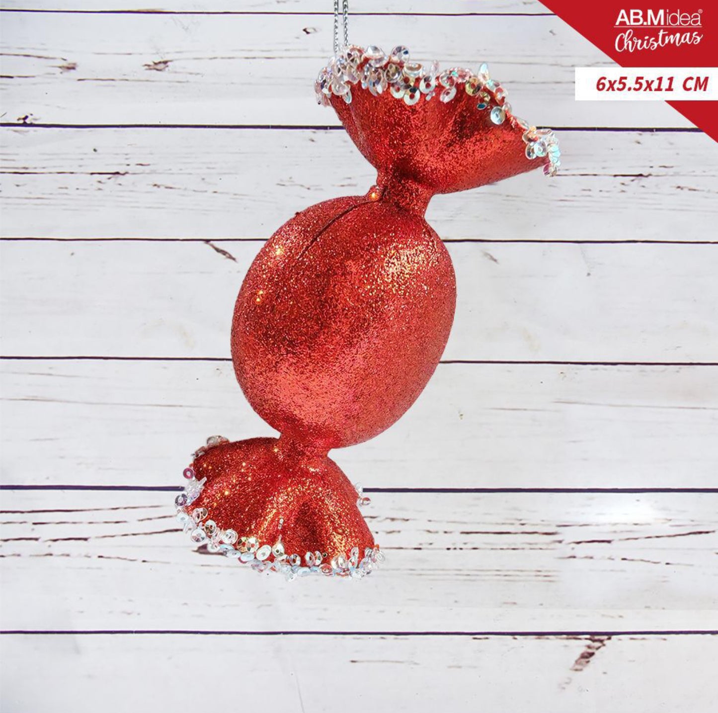 NATALIZIA ceramella acrilico 6x5.5x11cm rosso/bianco