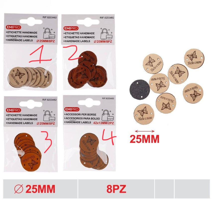 EMI ETICHETTE HANDMADE 25MM 8PZ