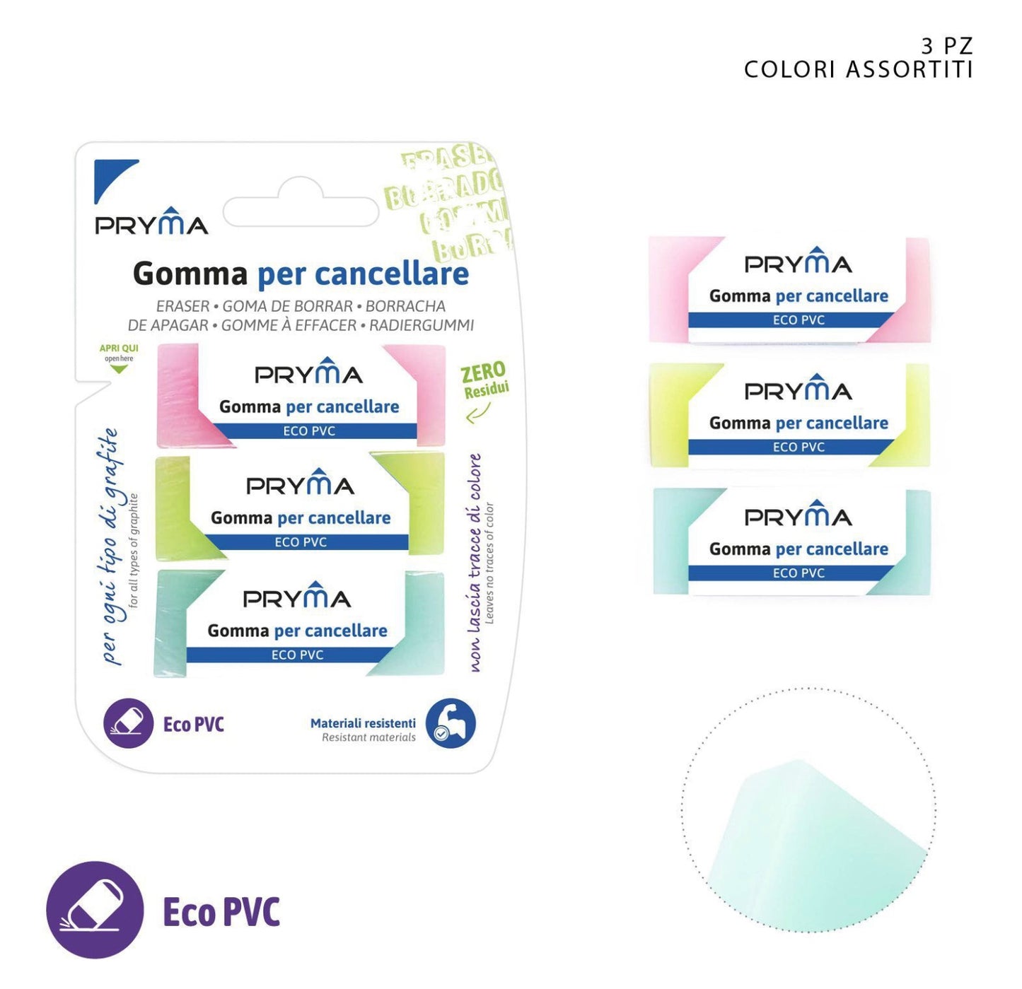 PRYMA gomma fluo per cancellare da 3