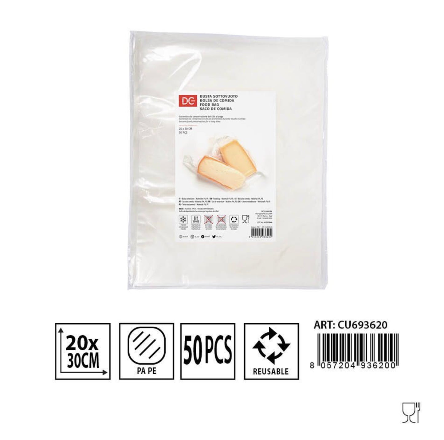 DC CASA busta sottovuoto alimenti 20x30cm 50pz