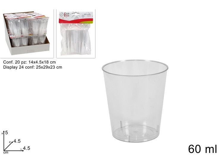 NATALIZIA bicchierini plastica 60ml 20pz trasparente