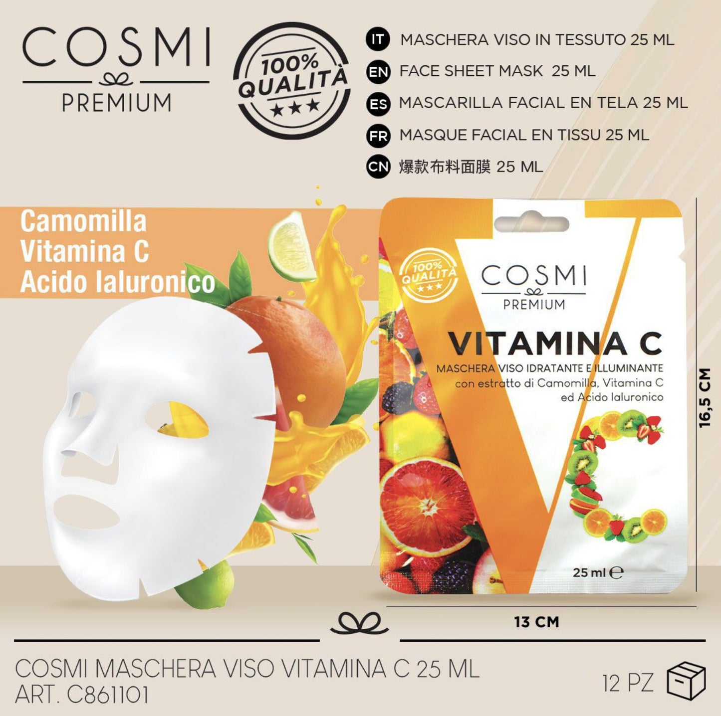Cosmi maschera viso con vitamina C