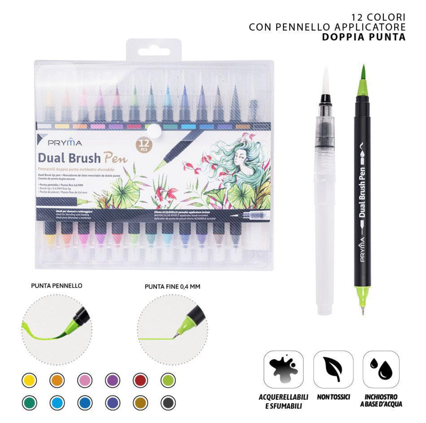 PRYMA Dual Brush Pen 12 doppia punta