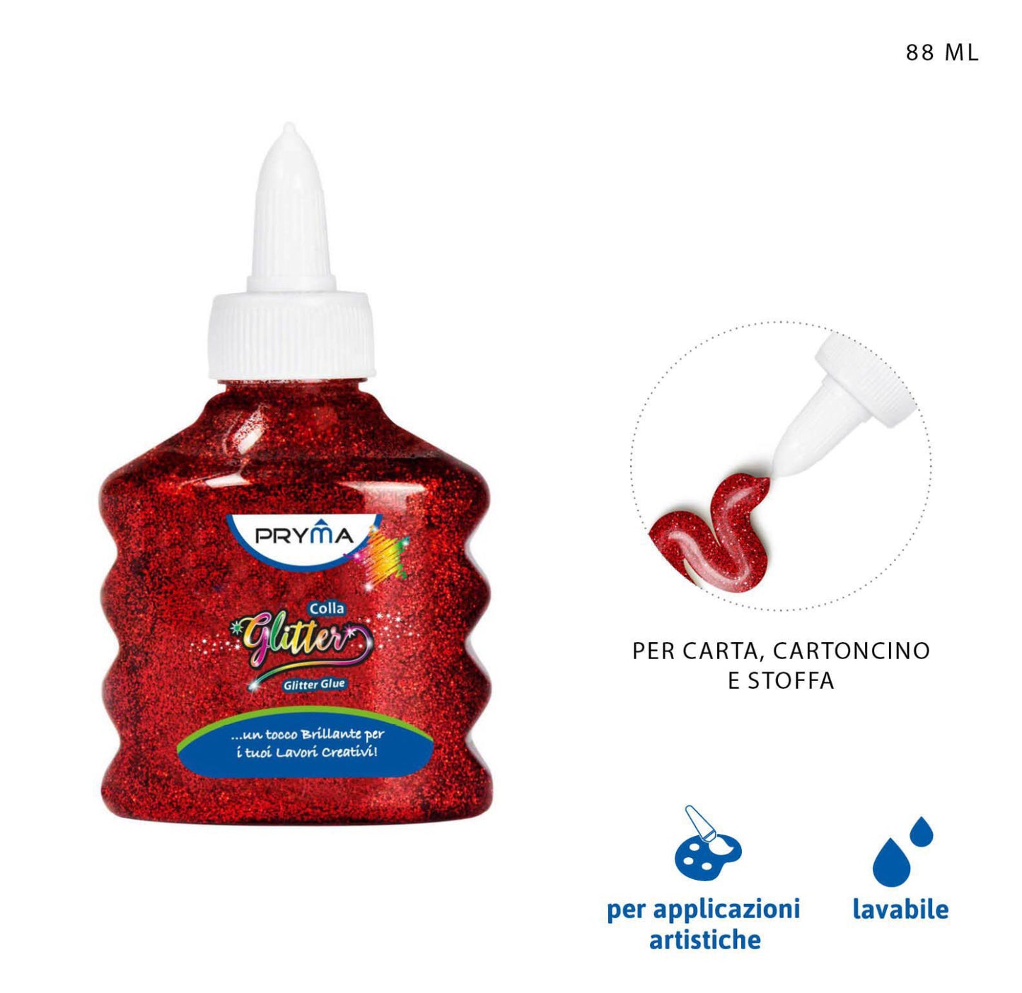 PRYMA colla glitter 88ml ROSSO