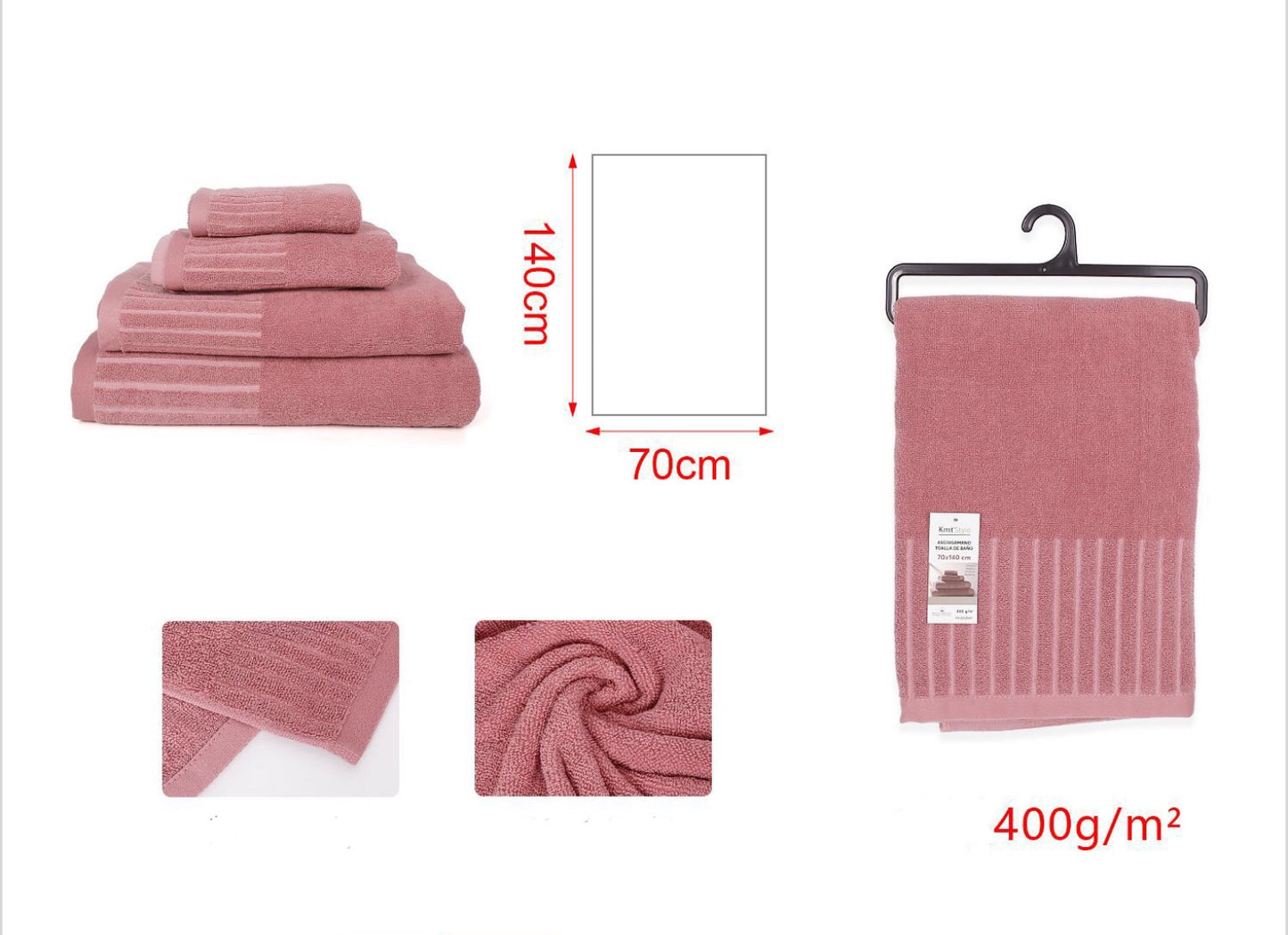 ASCIUGAMANO rosa 70x140cm