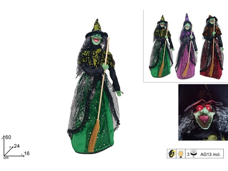 BEFANA 60cm vestito con paillettes con luce e suoni