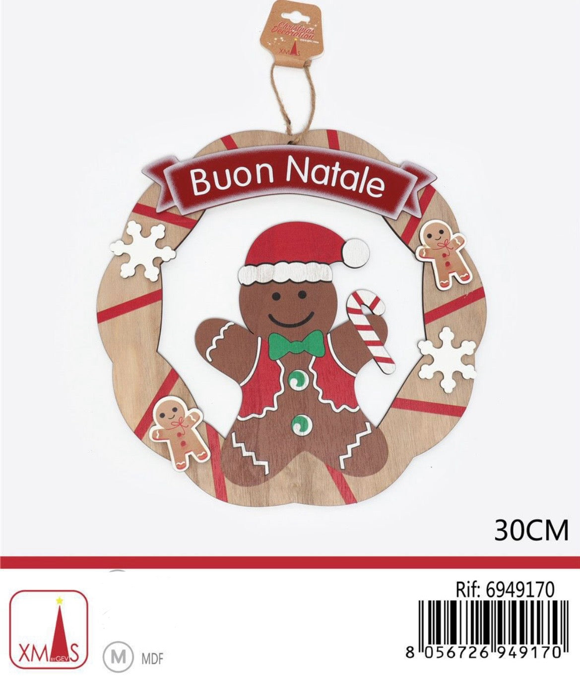 NATALIZIA pendente a ghirlanda biscotto 30cm