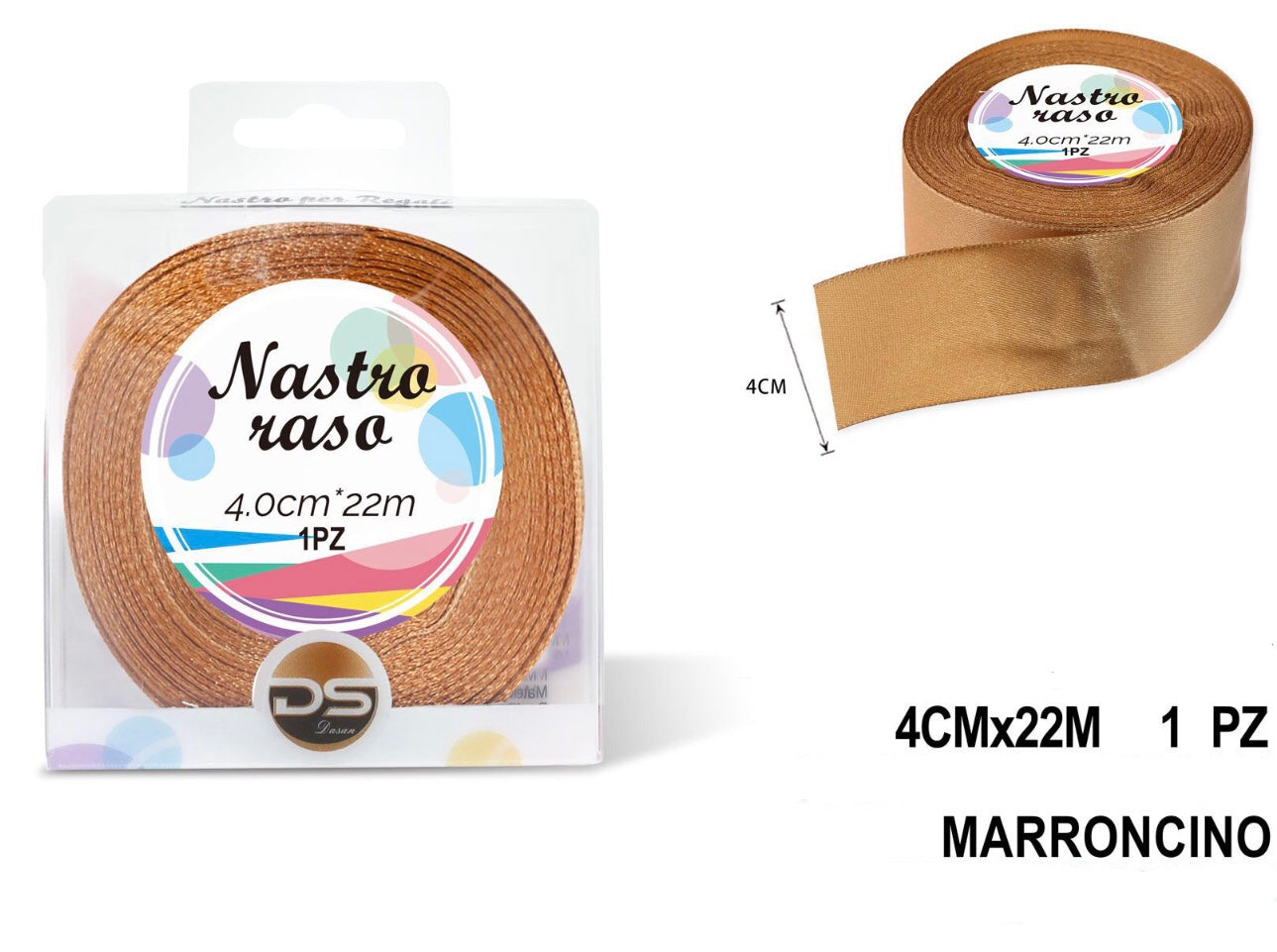 Nastro raso 4 cm MARRONCINO