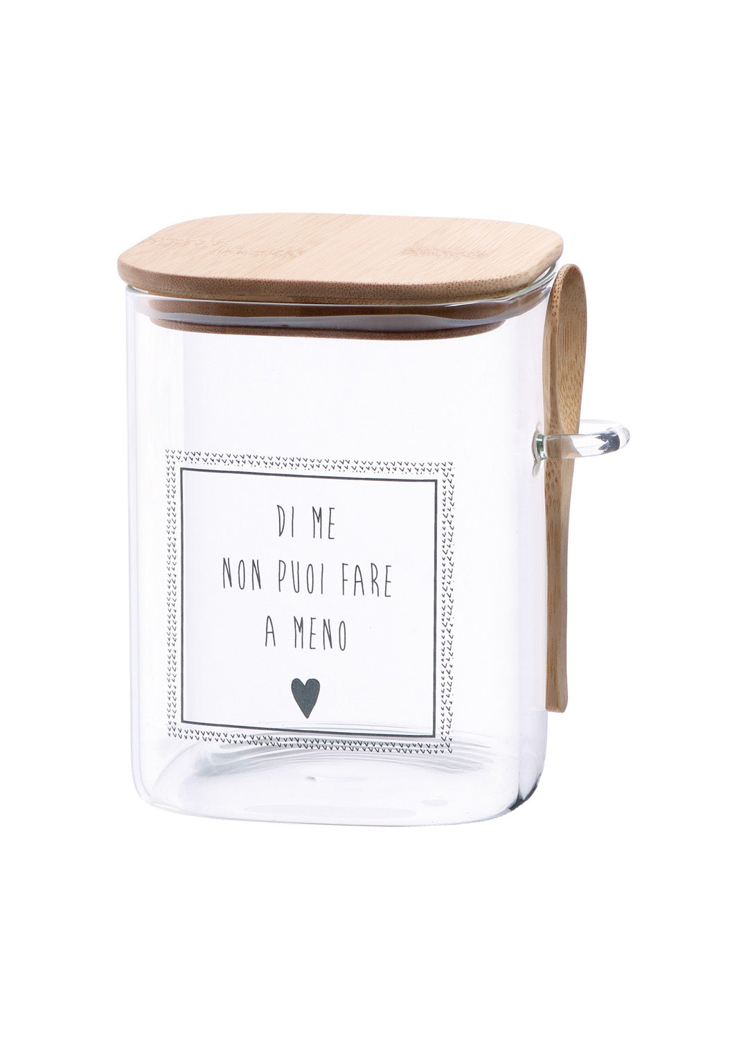 Barattolo in vetro borosilicato con coperchio e cucchiaio in bamboo