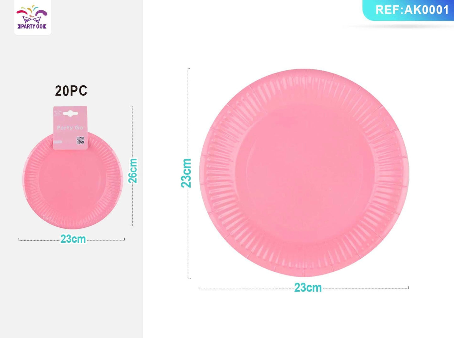 PIATTI di carta rosa 23cm 20pz