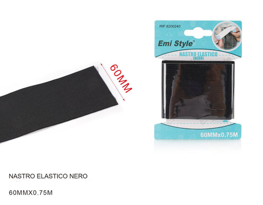 NASTRO elastico nero 60mmx0,75m