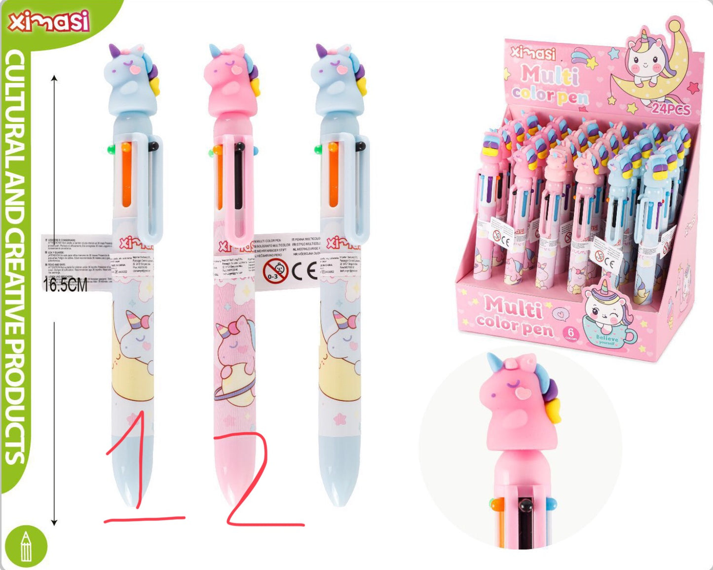 PENNA sei colori unicorno