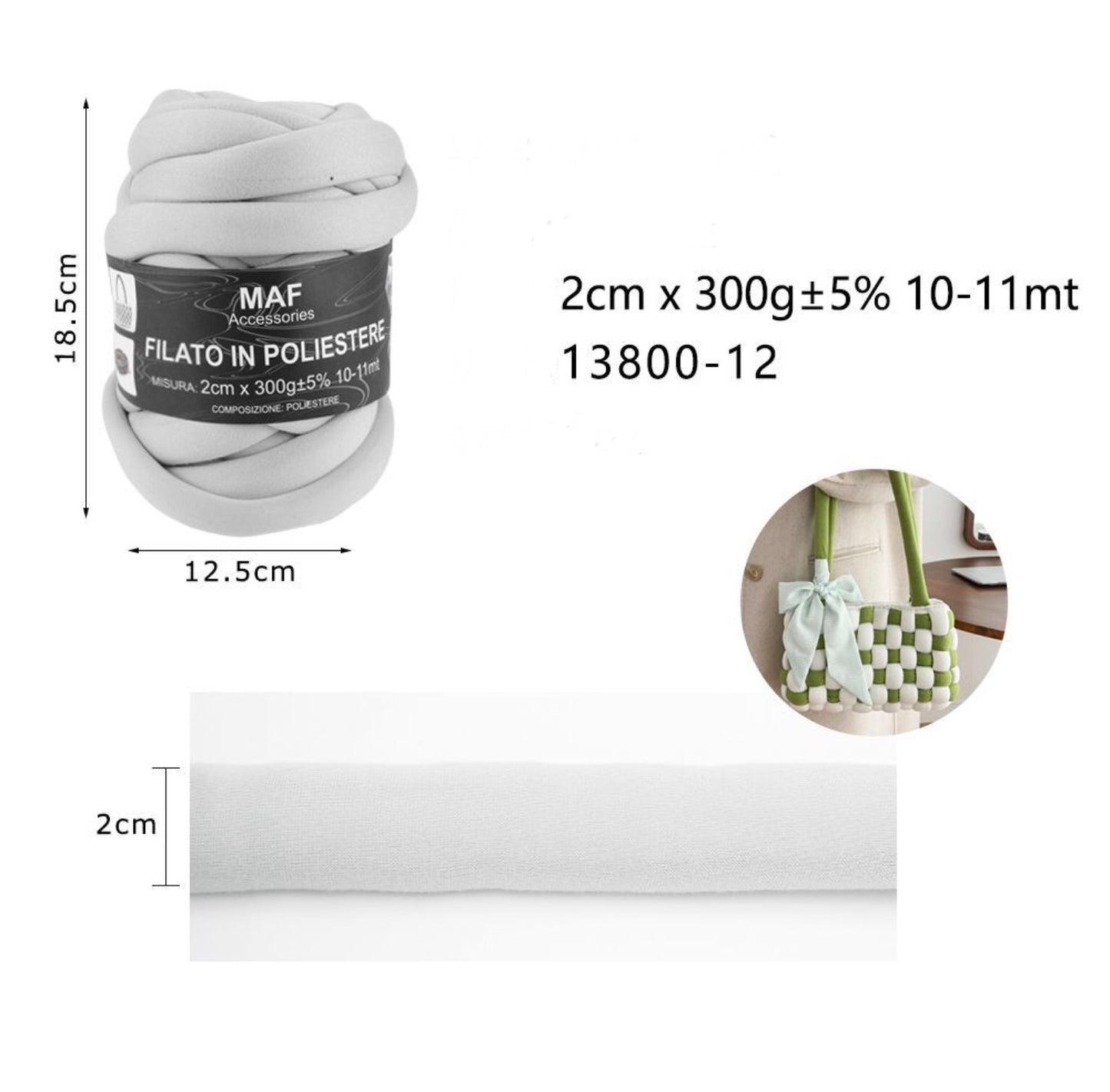 FILATO in poliestere 2cm/300g 13800-12