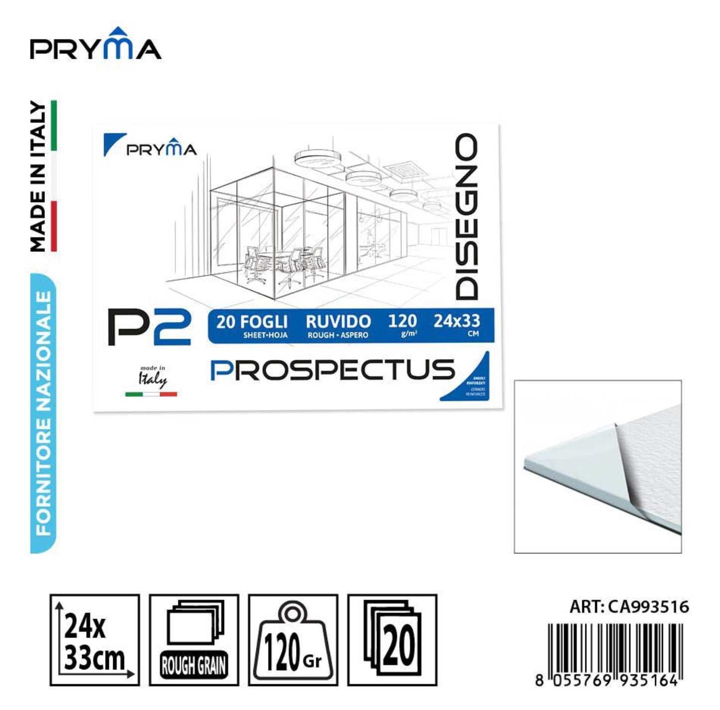 PRYMA blocco disegno P2 24x33cm 120g 20ff ruvido