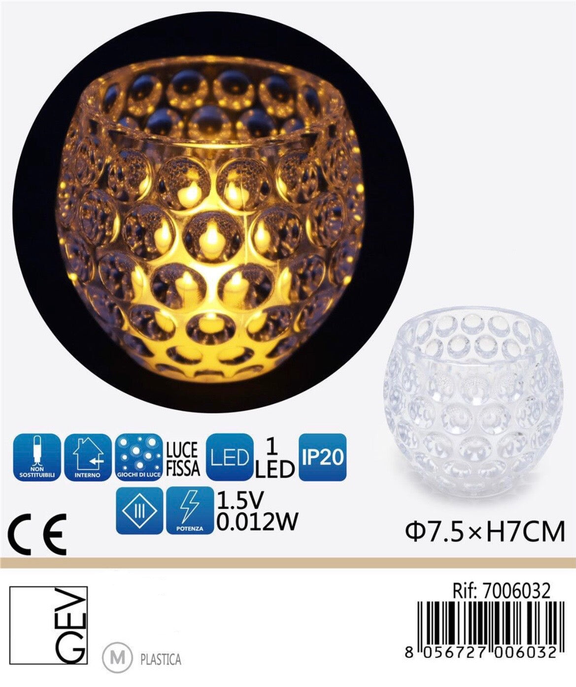 CANDELA a batteria D 7.5xH7cm